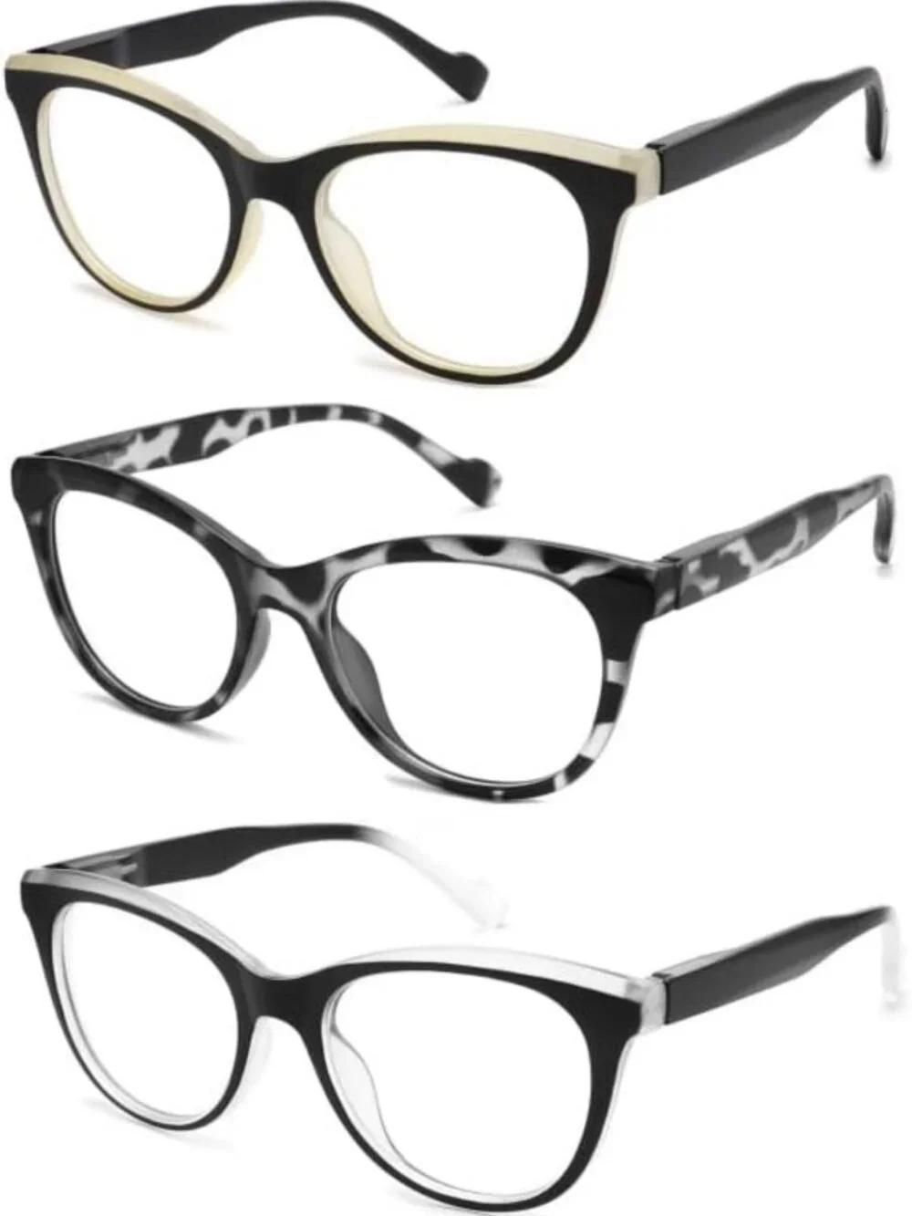 3 Pack Stylish Cat Eye Reading Glasses for Women with Spring Hinges